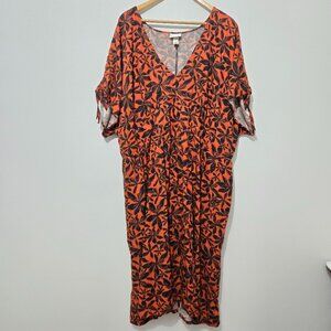 NWT Ava & Viv Womens Floral Midi Dress Size 3X Babydoll Resortwear Travel Beach